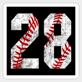 Vintage #28 Baseball Laces Baseball Mom Jersey Love Baseball Magnet